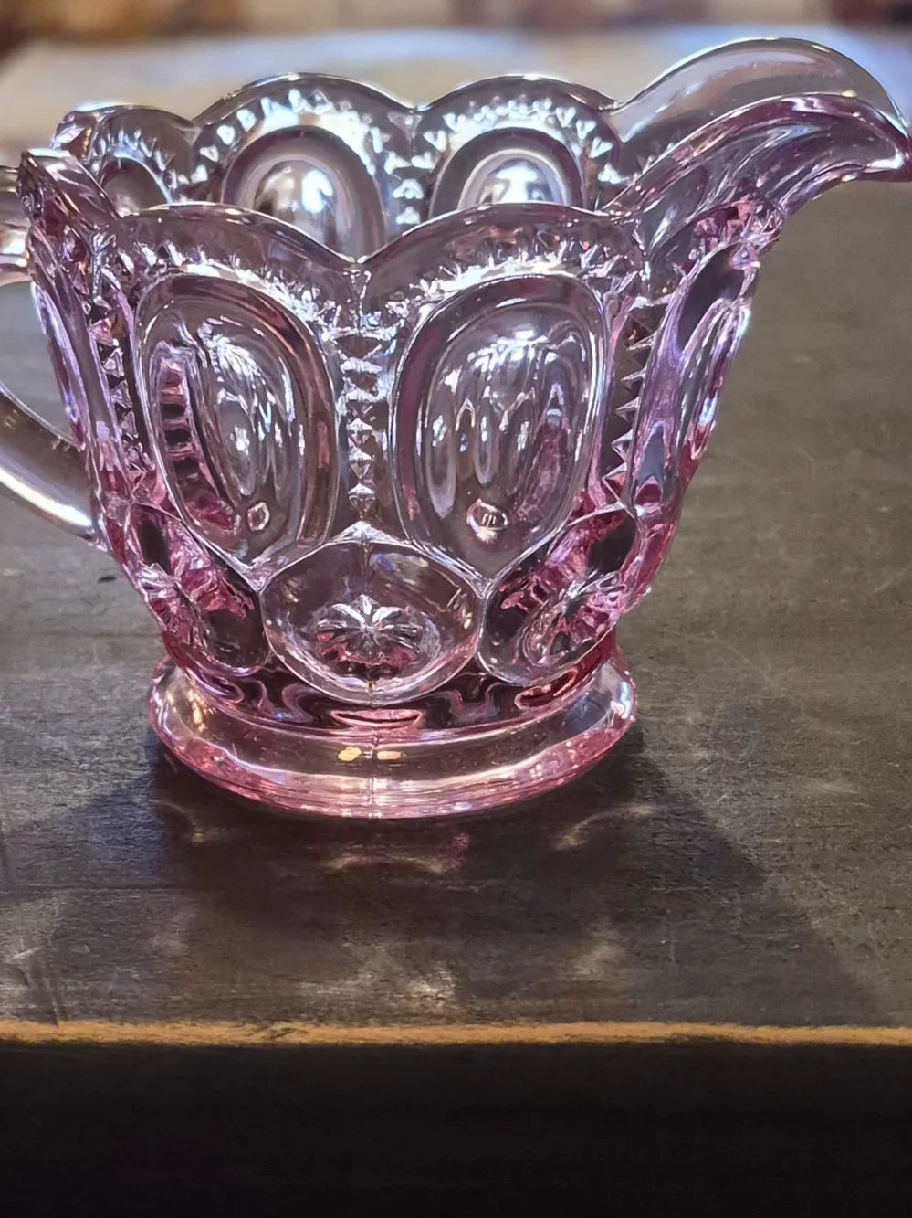 Pink Pressed Glass Decorative Creamer - Weishar